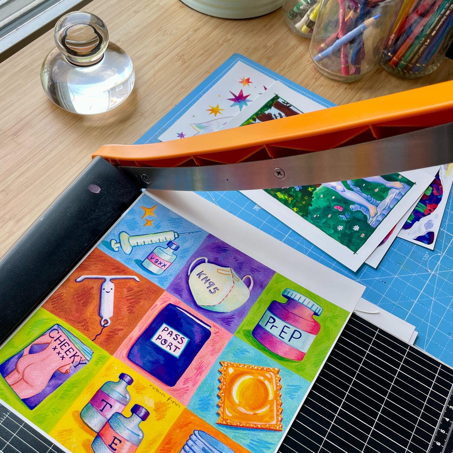 Art prints with a paper cutter